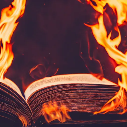 Image similar to photo of book in flames 4 k