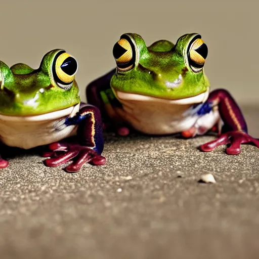 Image similar to two frogs sitting next to each other, national geographic photo