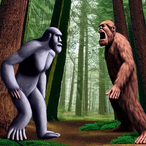 Image similar to god and bigfoot playing hide and seek with each other
