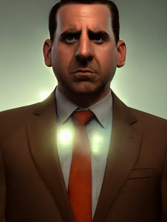 Prompt: portrait art of micheal scott 8 k ultra realistic, lens flare, atmosphere, glow, detailed, intricate, full of colour, cinematic lighting, trending on artstation, 4 k, hyperrealistic, focused, extreme details, unreal engine 5, cinematic, masterpiece