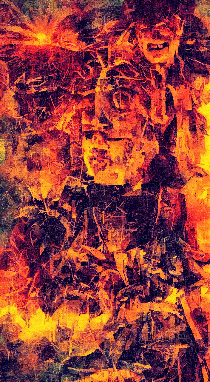 Image similar to pixel sorting in the style of ralph steadman, gearlord digital celluar automata, vivid dusk sunlight, color film grain, ultra realistic