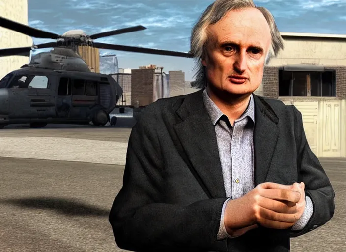 Image similar to richard dawkins on gta cover design, game art