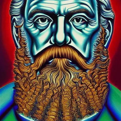 Image similar to karl Marx painting by alex grey in the style of cosmic christ by alex grey