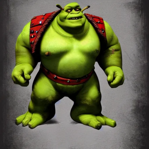 Image similar to Shrek as a Ork from warhammer 40k, concept art