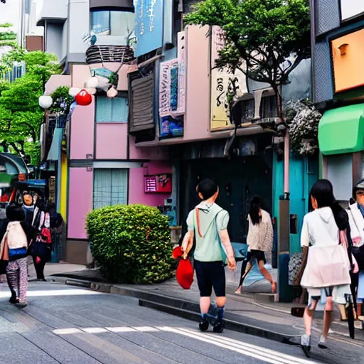 Prompt: harajuku street, studio Ghibli