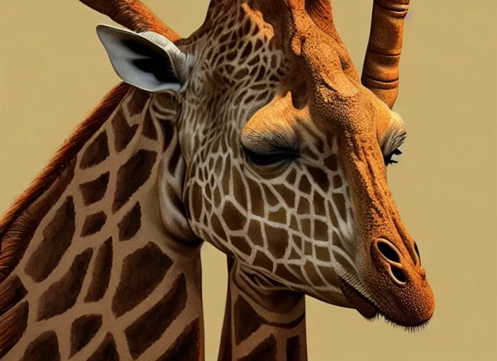 Prompt: a full head shot, detailed photograph of a dreaming giraffe in a distance landscape, photorealism ultradetailed digital art, irina french, heraldo ortega, mandy jurgens, golden ratio, art canvas, award winning, masterpiece trending on artstation 8 k 1 5 0 mpx, hasselblade wide shot