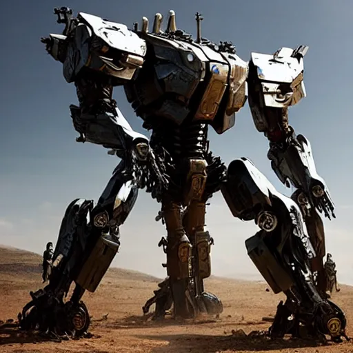 Prompt: cinematic still in westworld and pacific rim movie and real steel movie, full body mega mech by mamoru nagano