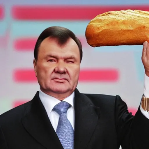 Image similar to Yanukovych and the golden loaf of bread