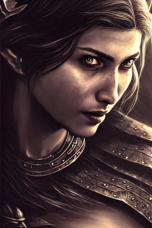 Image similar to woman, skyrim, highly detailed, 4 k, hdr, smooth, sharp focus, high resolution, award - winning photo, artgerm, photorealistic