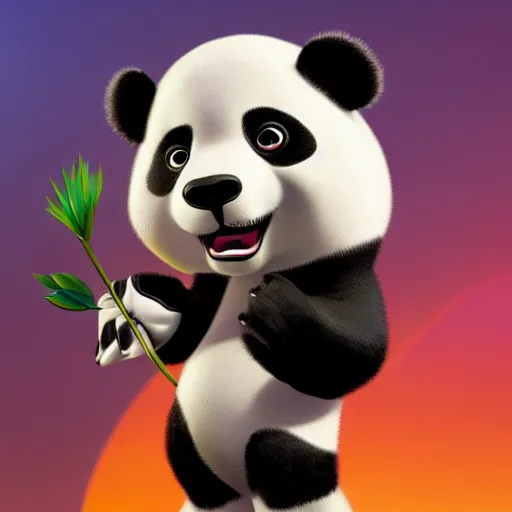 Image similar to a cartoon panda, Disney, digital art, highly detailed, award winning, concept art, intricate, sharp focus, masterpiece, Trending on Artstation HQ, unreal engine 5, 4K UHD image