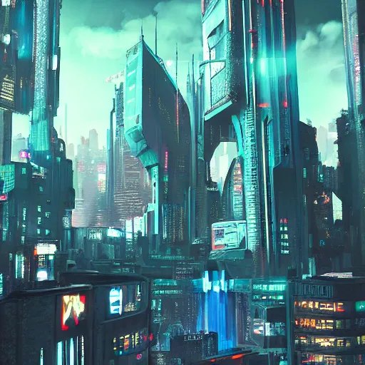 Image similar to sci - fi cyberpunk dystopian cityscape