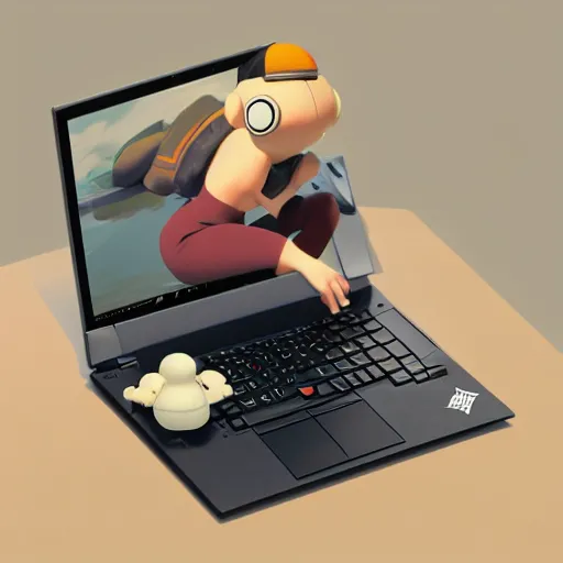 Image similar to toad sitting on a closed thinkpad laptop, makoto shinkai, james gilleard, ilya kuvshinov, very detailed, matte, gaussian blur, tone mapped