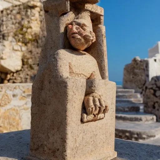 Image similar to volumetric 3 d statue of sponch bob in greece ancient style