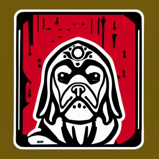 Image similar to a sticker illustration of a dog as a sith lord