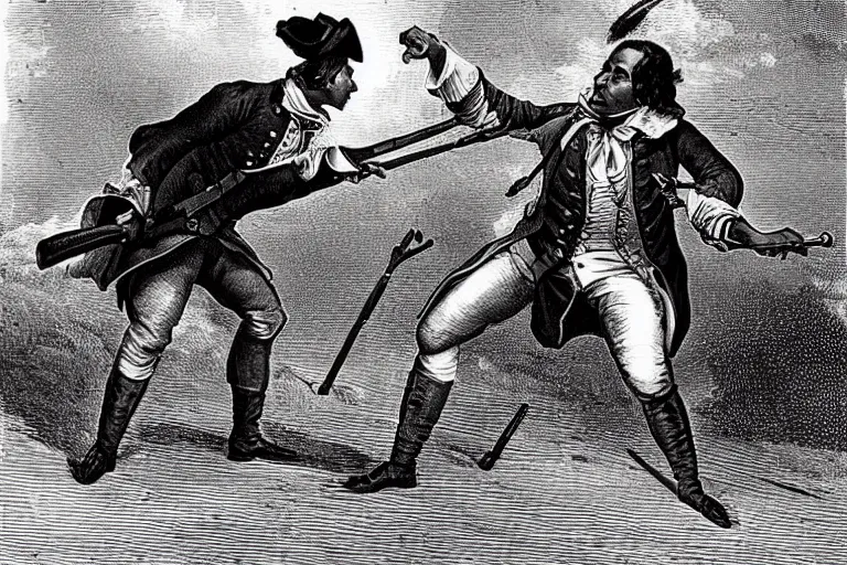 Image similar to Barack Obama fighting in the revolutionary war with a musket