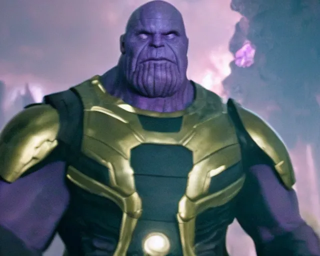 Prompt: news footage of thanos leading the capital insurrection