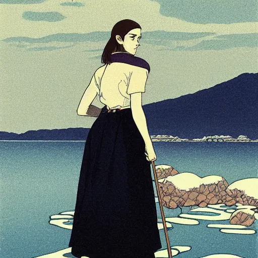 Image similar to emma watson by by Hasui Kawase