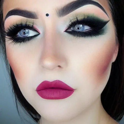 Image similar to A completely normal human face with beautiful makeup