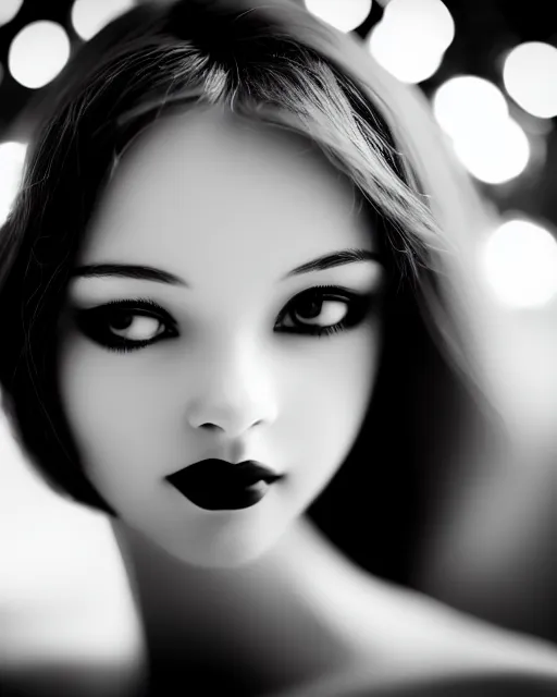 Image similar to black and white dreamy young beautiful female artificial intelligence, cinematic, rim light, bokeh, photo - realistic, elegant, high detail, 8 k, masterpiece, photo taken in 1 9 3 0