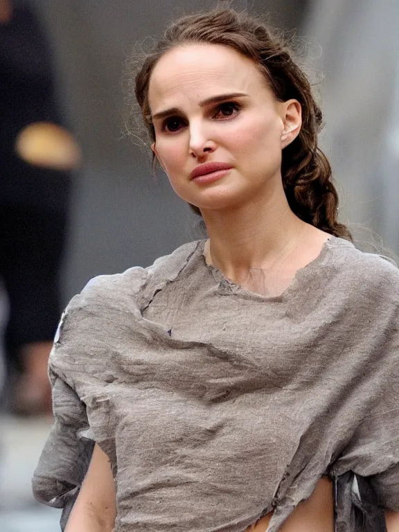Image similar to hyperdetailed close shot of natalie portman, winds of winter, with ripped crop t - shirt, fine - face, pretty face