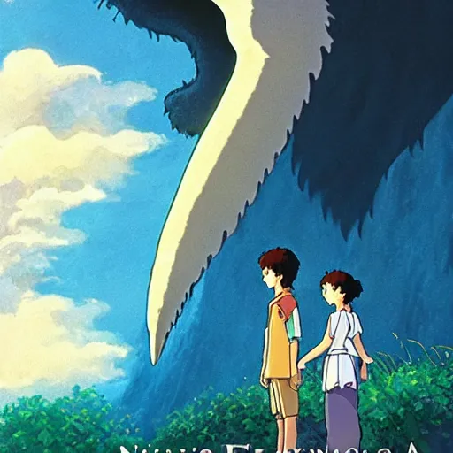 Image similar to Box art of Studio Ghibli's The NeverEnding Story adaption