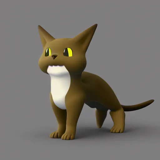 Prompt: 3 d render of a cute dark gray tabby cat based pokemon