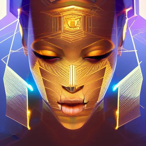 Prompt: symmetry!! solid cube of light, hard edges, product render retro - futuristic poster scifi, lasers and circuits, brown skin prince, egyptian pharaoh, intricate, elegant, highly detailed, digital painting, artstation, concept art, smooth, sharp focus, illustration, dreamlike, art by artgerm