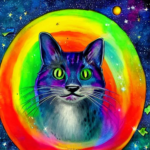 Prompt: rainbow cosmic cat