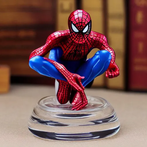 Prompt: 100mm Crystal Spiderman Figurines Paperweight Art & Collection for Home Decoration