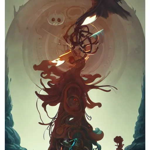 Prompt: Soul Vape, human Owl Alchemist, graphic illustrated poster, by Peter Mohrbacher, trending on artstation, by Ross Tran, high quality, HD, 4k