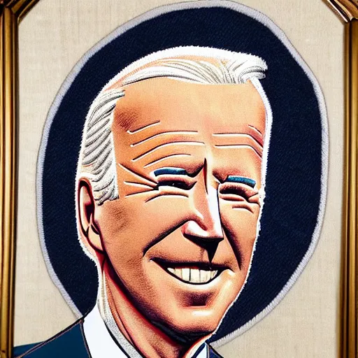 Image similar to A weaved portrait of Joe Biden