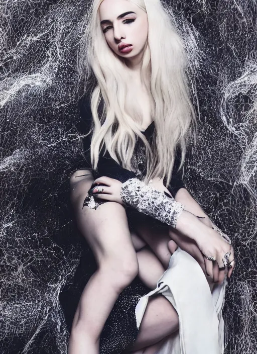 Image similar to ava max photoshoot by nick knight, vogue magazin, intricate, canon, highly realistic. high resolution. highly detailed. dramatic. 8 k. 4 k.