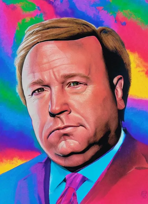 Image similar to alex jones by Zbigniew Brzezinski and lisa frank