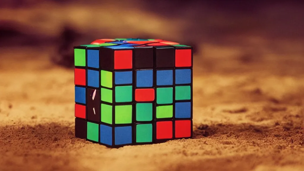 Prompt: film still of the Rubik's Cube movie. directed by Denis Villeneuve