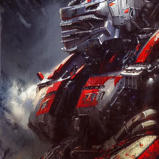 Image similar to mechagodzilla heisei style painting by jeremy mann