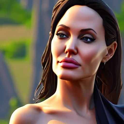 Prompt: a detailed portrait of angelina jolie in fortnite, unreal engine 5 rendered, incredibly highly detailed and realistic, 8 k, sharp focus, studio quality