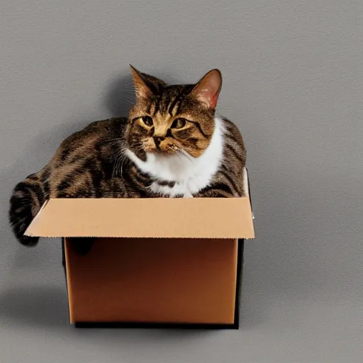 Prompt: a cat sitting in a box