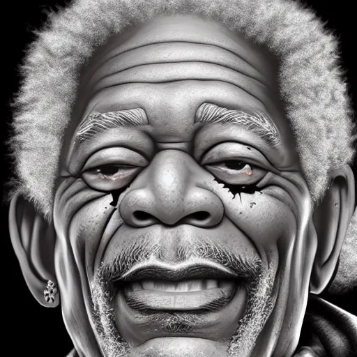 Image similar to Morgan Freeman is The Joker, hyperdetailed, artstation, cgsociety, 8k