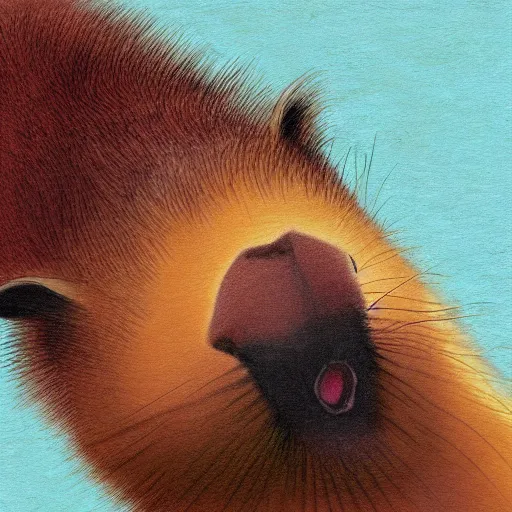 Image similar to capybara smoking a cigar, digital art