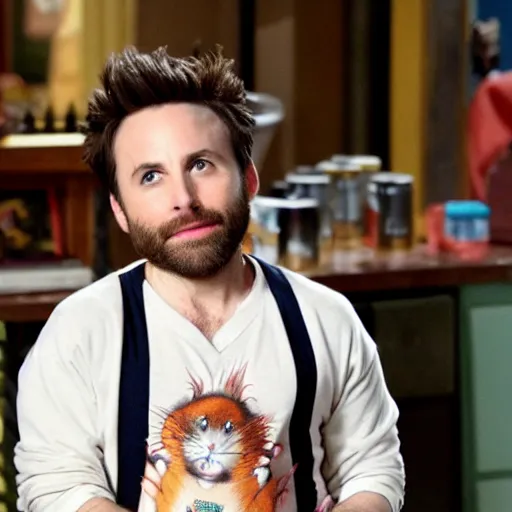 Prompt: charlie day, rat king, jersey shore