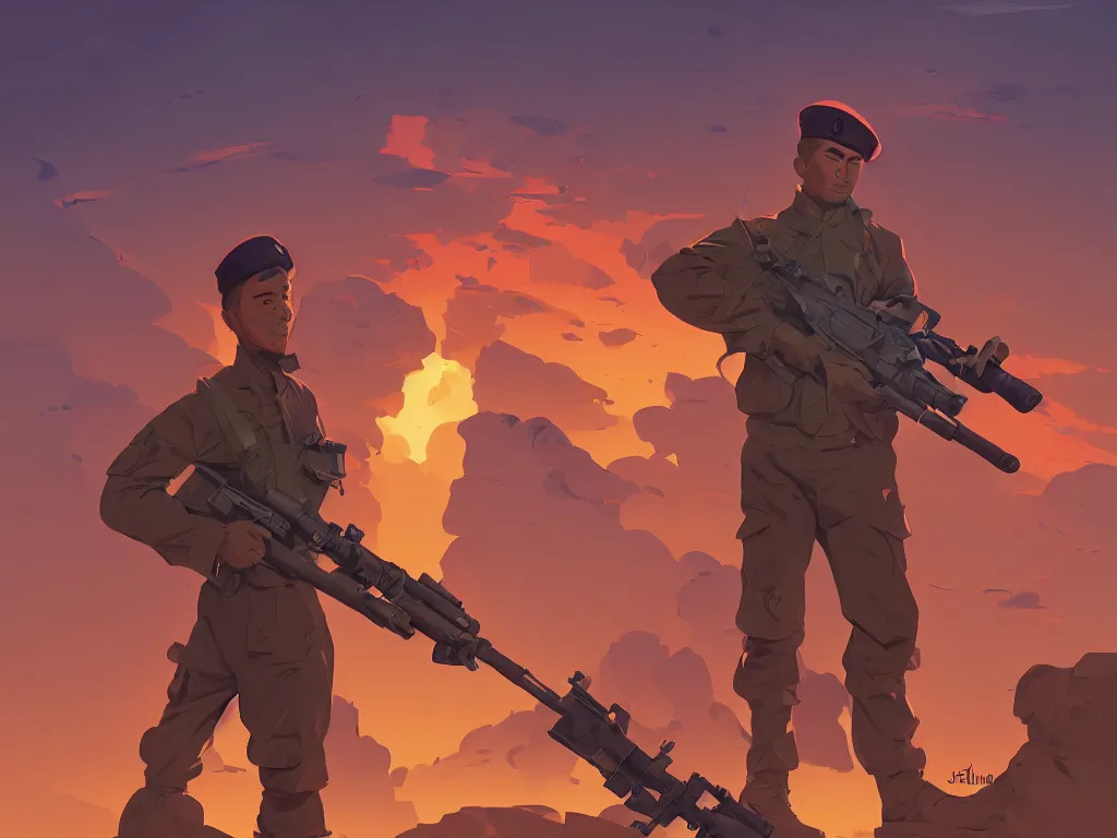 Prompt: soldier with a rocket launcher, smooth face median photoshop filter cutout vector behance hd by jesper ejsing, by rhads, makoto shinkai and lois van baarle, ilya kuvshinov, rossdraws, illustration, art by ilya kuvshinov and gustav klimt