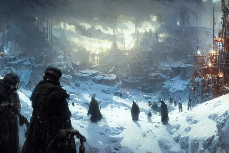 Image similar to frostpunk, painting by gaston bussiere, craig mullins, j. c. leyendecker, tom of finland