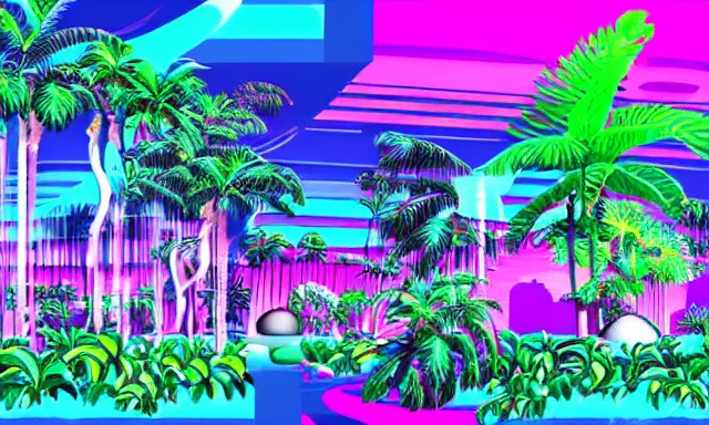 Image similar to Vaporwave Jungle