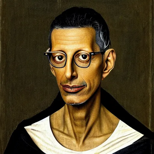 Image similar to portrait of jeff goldblum by hieronymous bosch