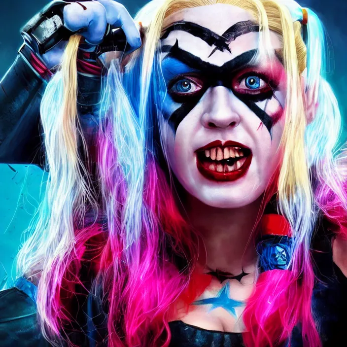 Image similar to portrait of Baby Spice as a harley quinn in Suicide Squad. intricate artwork, wlop, beeple. octane render, trending on artstation, greg rutkowski very coherent symmetrical artwork. cinematic, hyper realism, high detail, octane render, 8k