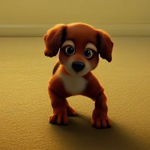 Prompt: cute puppy dancing, pixar, smooth, disney, soft, octane render, big eyes