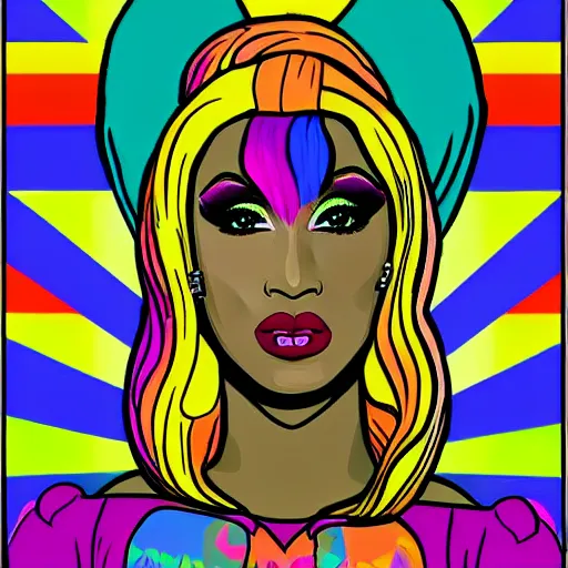 Image similar to rainbow nicki minaj. pop art