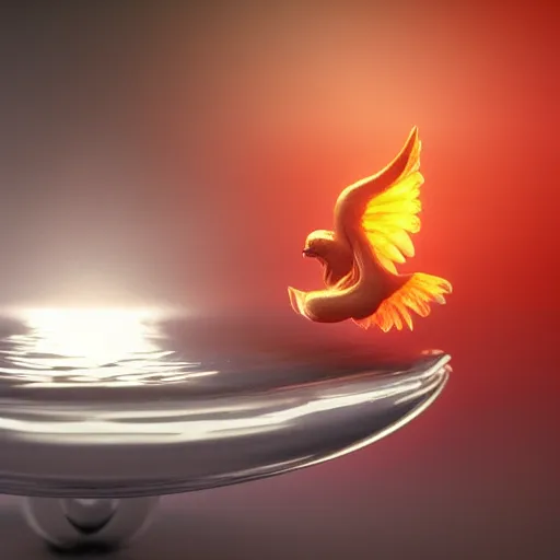 Image similar to a baby phoenix inside a water drop cinematic lighting ultra detail ultra realistic photo realistic octane render 4k