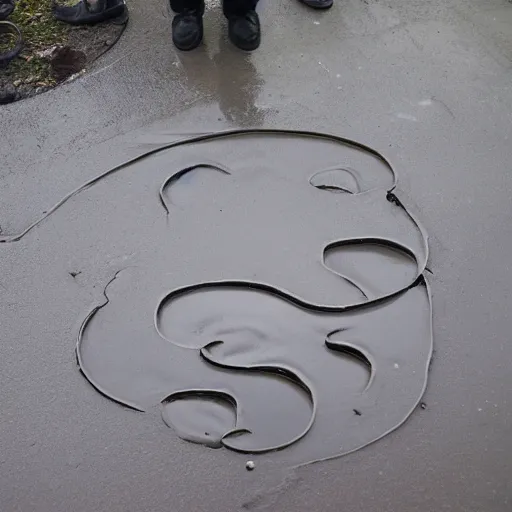 Image similar to puddles in the shape of a man