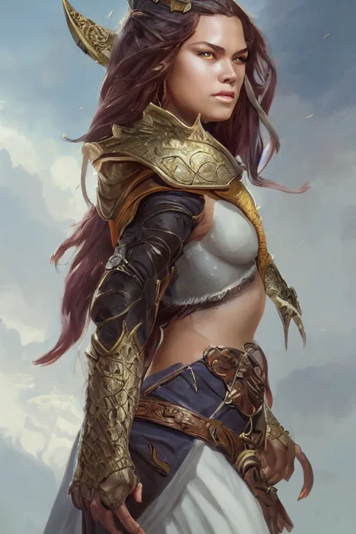 Image similar to olivia rodrigo as a fantasy character, d & d, fantasy, portrait, highly detailed, headshot, digital painting, trending on artstation, concept art, sharp focus, illustration, art by artgerm and greg rutkowski and magali villeneuve